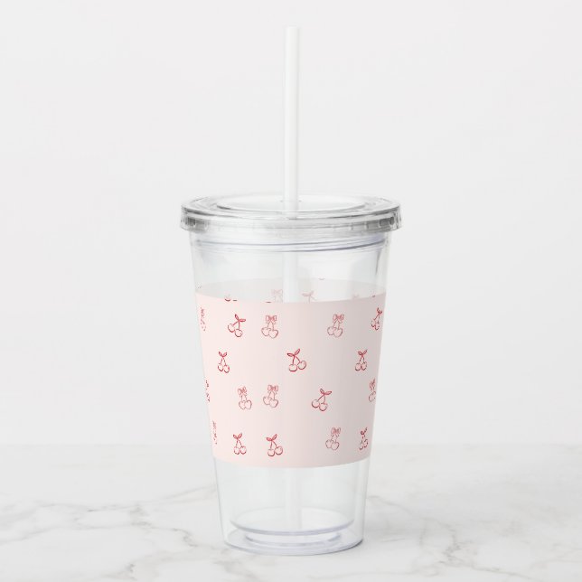  Cherry Outline Minimalism Acrylic Tumbler (Front)