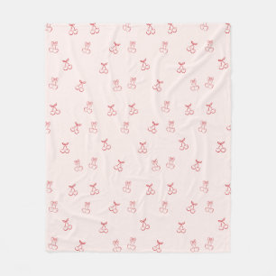 Cherry Outline Minimalism Fleece Blanket