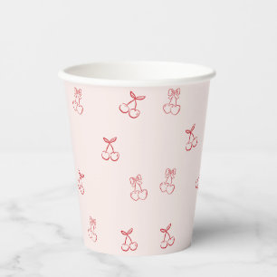 Cherry Outline Minimalism Paper Cups