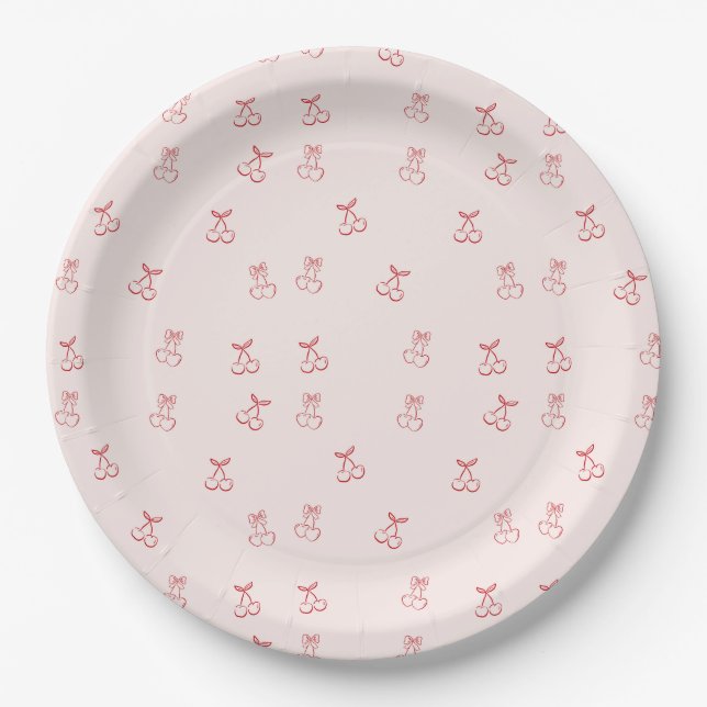 Cherry Outline Minimalism Paper Plate (Front)