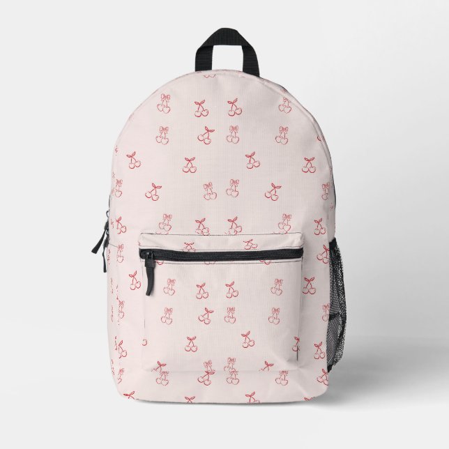 Cherry Outline Minimalism Printed Backpack (Front)