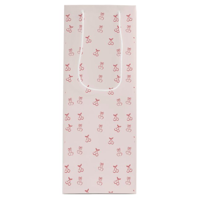 Cherry Outline Minimalism Wine Gift Bag (Front)