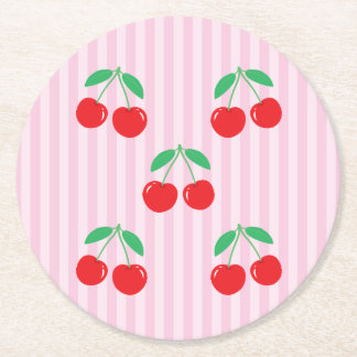 Cherry Paper Round Coasters