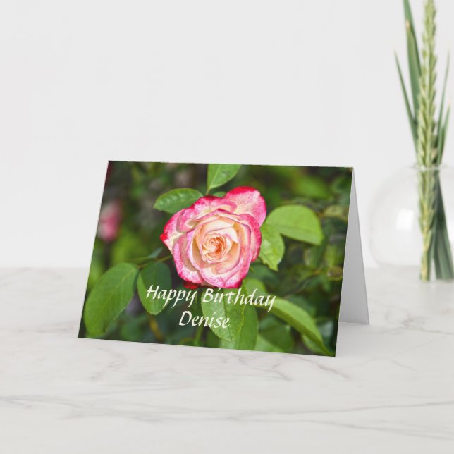 Cherry Parfait Rose Happy Birthday, Denise Card (Front)