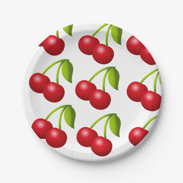Cherry Party Paper Plates Entertain Guests Dining (Front)