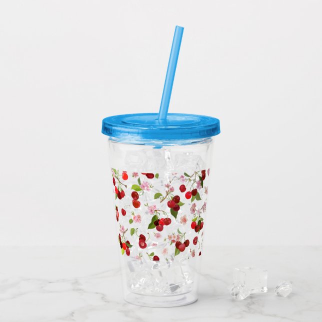 Cherry Pattern 1 Acrylic Tumbler (Back Ice)