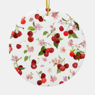 Cherry Pattern 1 Ceramic Ornament