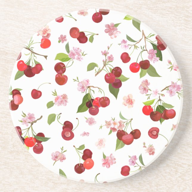 Cherry Pattern 1 Coaster (Front)