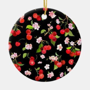 Cherry Pattern 2 Ceramic Ornament