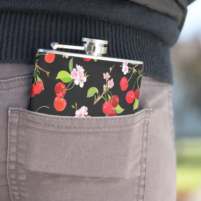 Cherry Pattern 2 Hip Flask (In Situ)