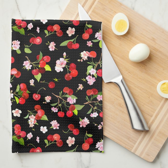 Cherry Pattern 2 Kitchen Towel (Quarter Fold)