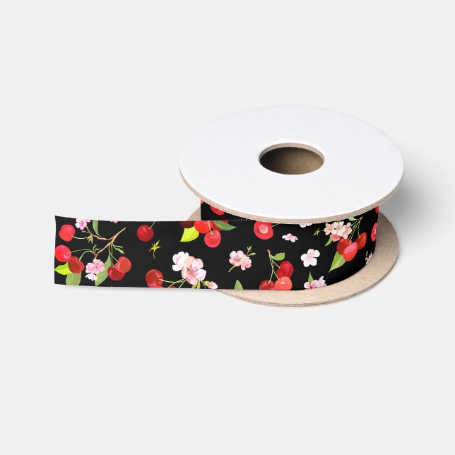 Cherry Pattern 2 Satin Ribbon (Spool)