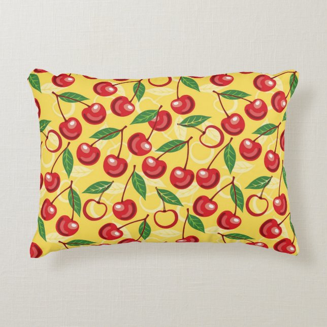 Cherry pattern decorative pillow (Front)
