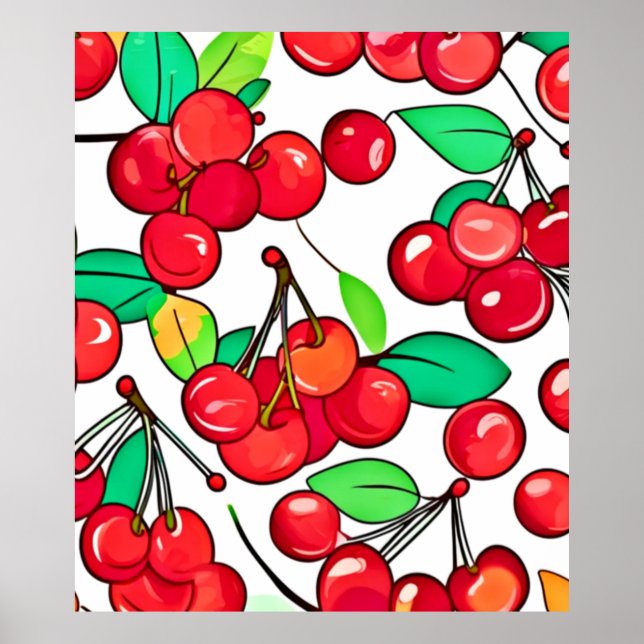 Cherry Pattern Design Poster (Front)