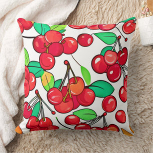 Cherry Pattern Design Throw Pillow