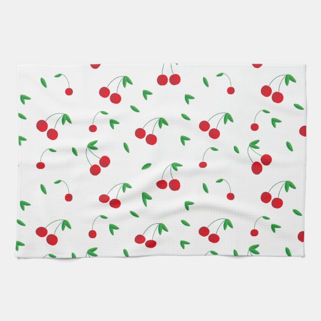 Cherry Pattern Easy Cherry Drawing Cherry Art Cher Kitchen Towel (Horizontal)