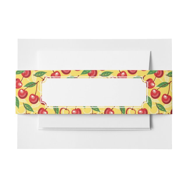 Cherry pattern invitation belly band (Front Example)
