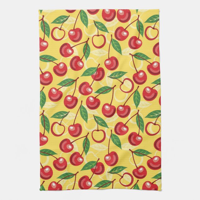 Cherry pattern kitchen towel (Vertical)