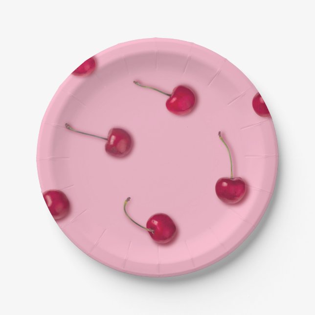 Cherry Pattern Paper Plate (Front)