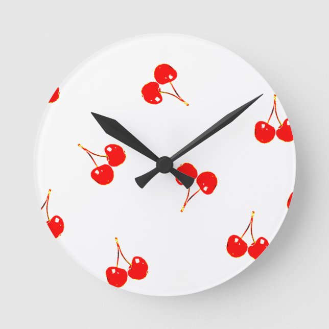 Cherry Pattern Pop Version Round Clock (Front)