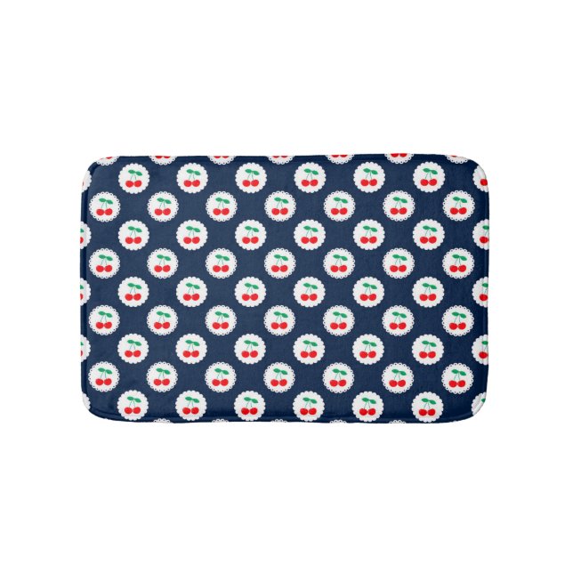 Cherry Pattern – Retro Fruit Gift & Decor Bath Mat (Front)