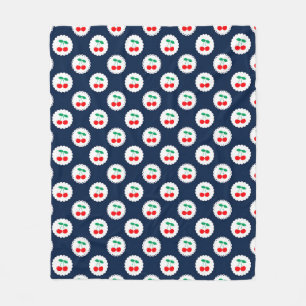 Cherry Pattern – Retro Fruit Gift & Decor Fleece Blanket