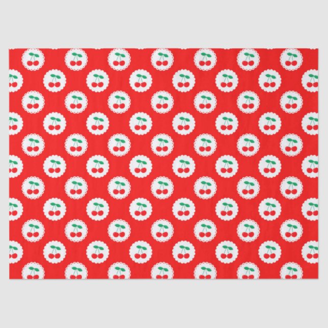 Cherry Pattern – Retro Fruit Gift & Decor Tissue Paper (Front)