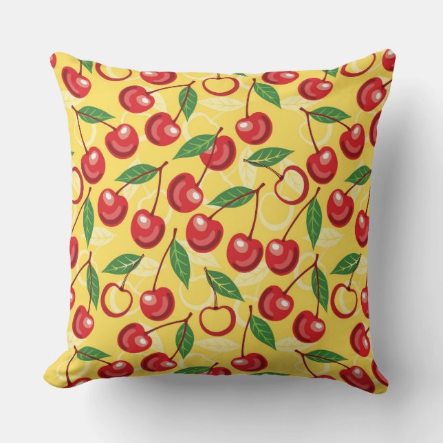 Cherry pattern throw pillow (Front)