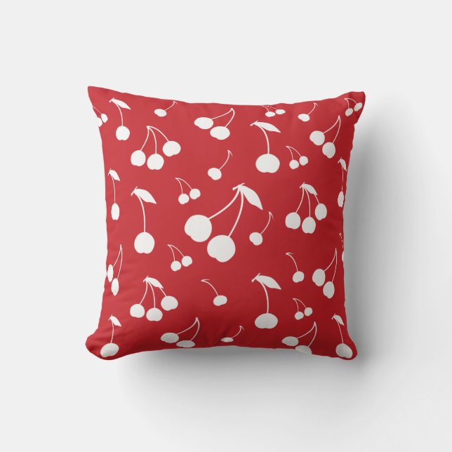cherry pattern throw pillow (Front)