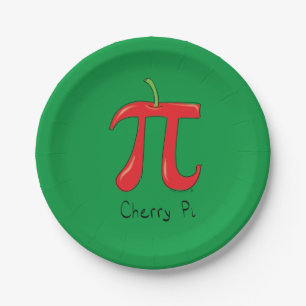 Cherry Pi Cute Math Pi Day Party Paper Plates