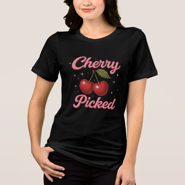 Cherry Picked Pink Sparkle Retro Glam Tri-Blend Shirt (Front)