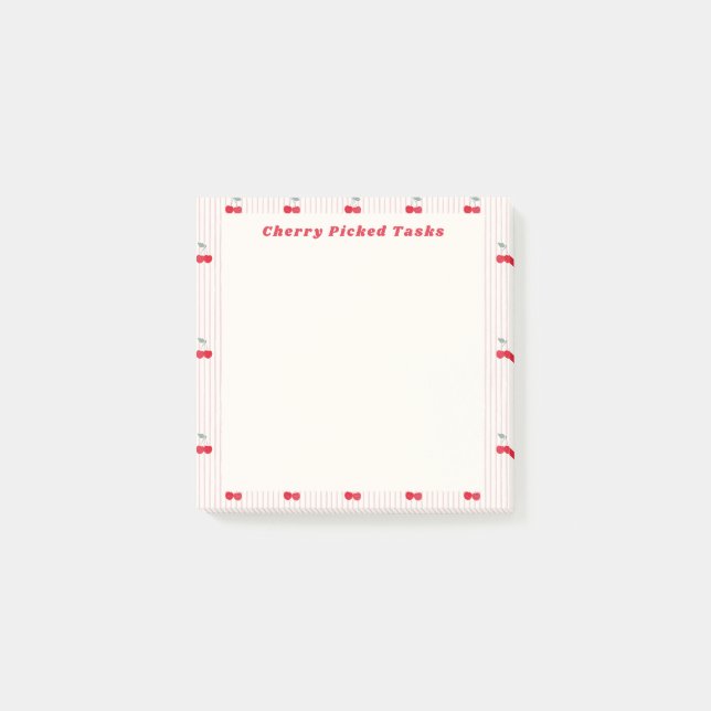 Cherry Picked Tasks Cute Border Sweetheart Glaze Post-it Notes (Front)