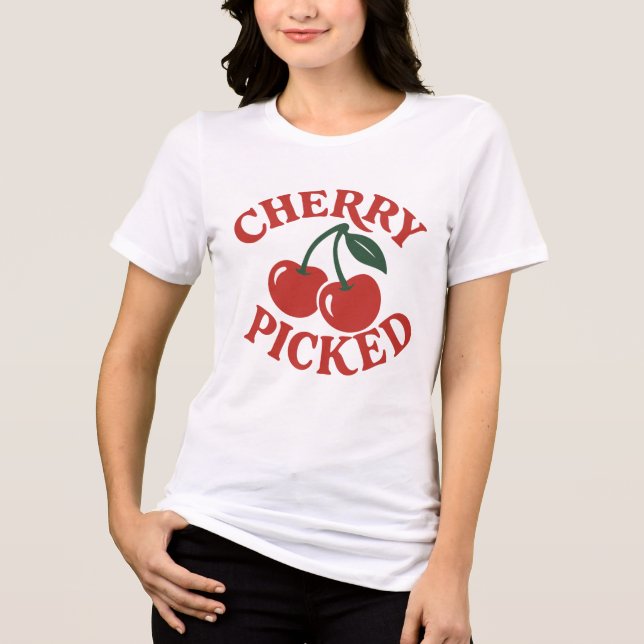 Cherry Picked Trendy Retro Fruit Graphic Tri-Blend Shirt (Front)