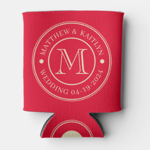 Cherry Picking Pink Wedding Monogram Can Cooler