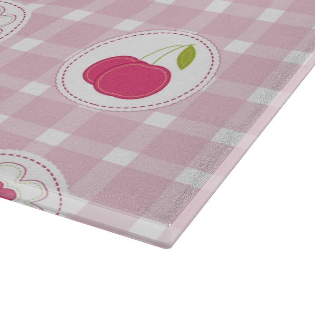 Cherry Picnic Glass Cutting Board (Corner)