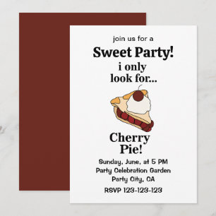 Cherry Pie Cute Sweet Party Invitation