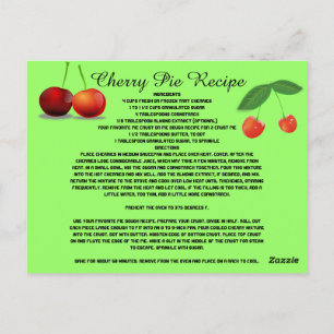 Cherry Pie Recipe Fruit Sweets Dessert Cook Postcard