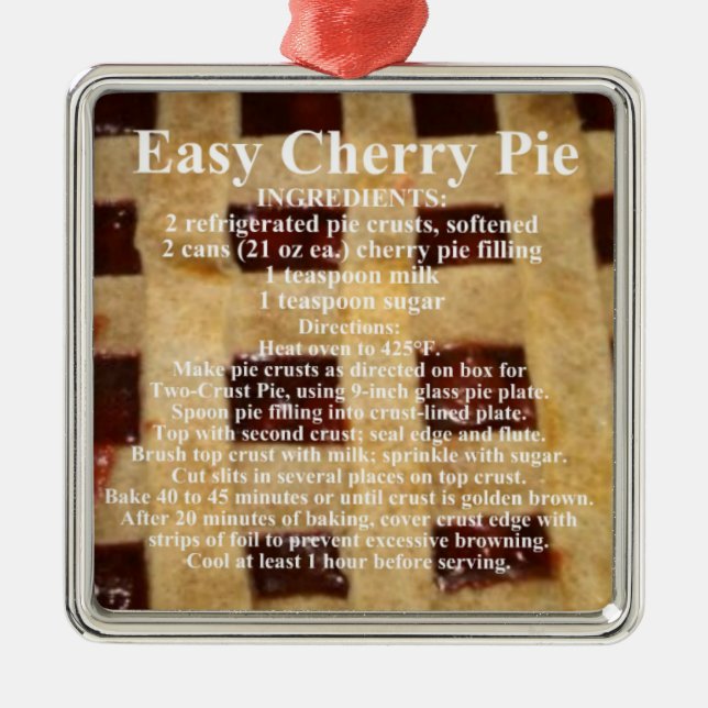 Cherry Pie Recipe Metal Ornament (Front)