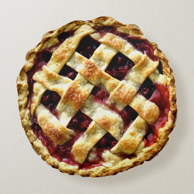 Cherry Pie Round Pillow (Back)
