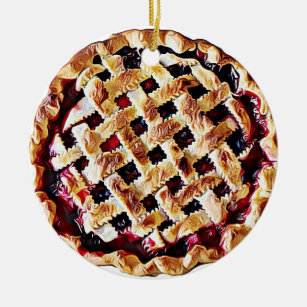 Cherry Pie Yummy Food Christmas Ceramic Ornament