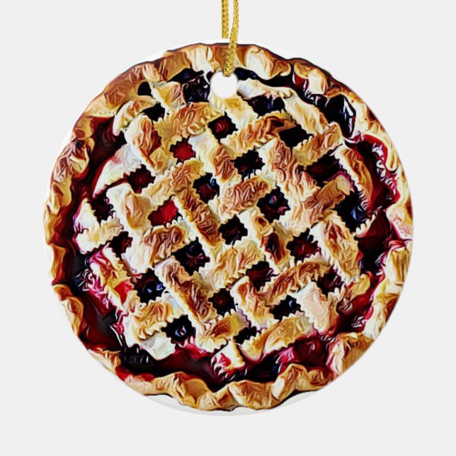 Cherry Pie Yummy Food Christmas Ceramic Ornament (Front)