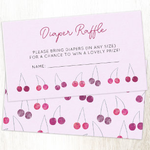 Cherry Pink Baby Shower Diaper Raffle Enclosure Card