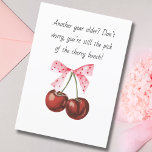 Cherry Pink Bow Funny boyfriend husband Birthday Holiday Card<br><div class="desc">Simple Cherries & Pink Bow Funny boyfriend or husband Birthday Holiday Card. Imagine giving this cute, funny card to your boyfriend or husband. Customize the saying in the front of the card and add your unique custom message inside of the card or just use our default text. Great for your...</div>