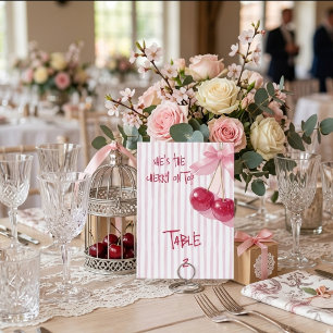 Cherry Pink Bow Red Summer Baby shower  Table Number
