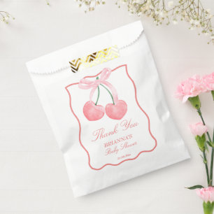 Cherry pink coquette baby shower favour bag