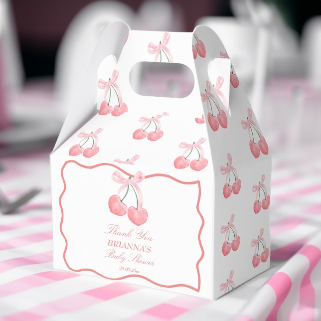 Cherry pink coquette baby shower favours customize favor box (Cherry pink coquette baby shower favors customized favor boxes personalized favor box)