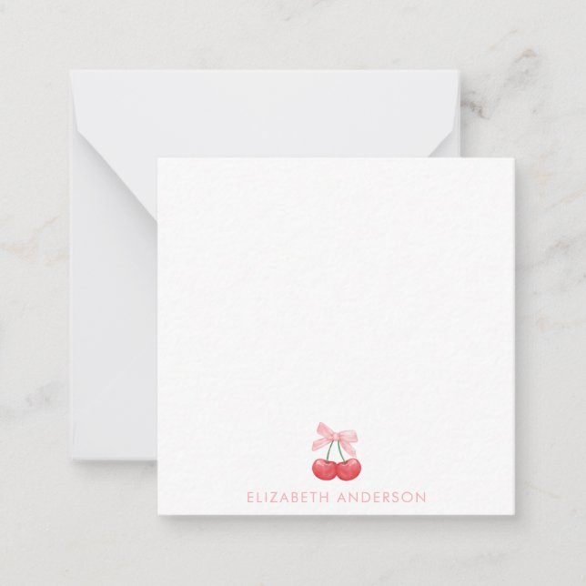 Cherry Pink Coquette Personalized Minimalist  Card (Front)