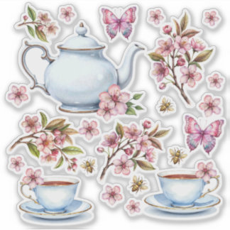 Cherry pink flower flower field with tea