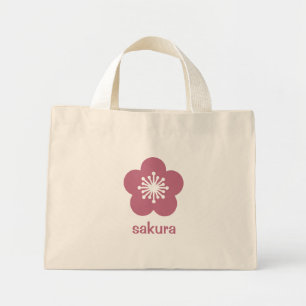 Cherry Pink Sakura Blossom Silhouette Mini Tote Bag