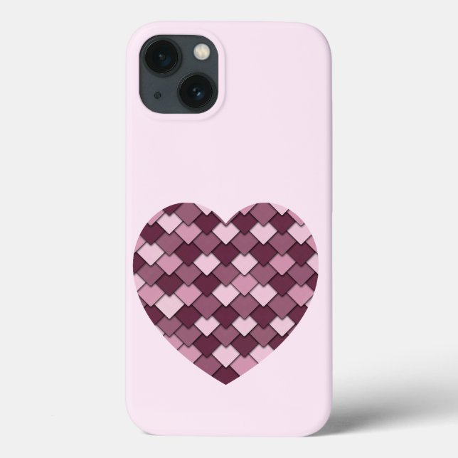 Cherry Pink Square and Diamond heart Case-Mate iPhone Case (Back)